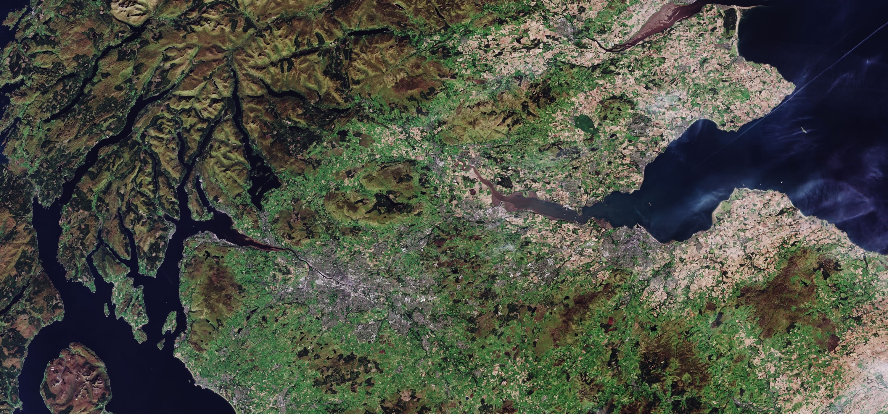 Satellite photo of central Scotland