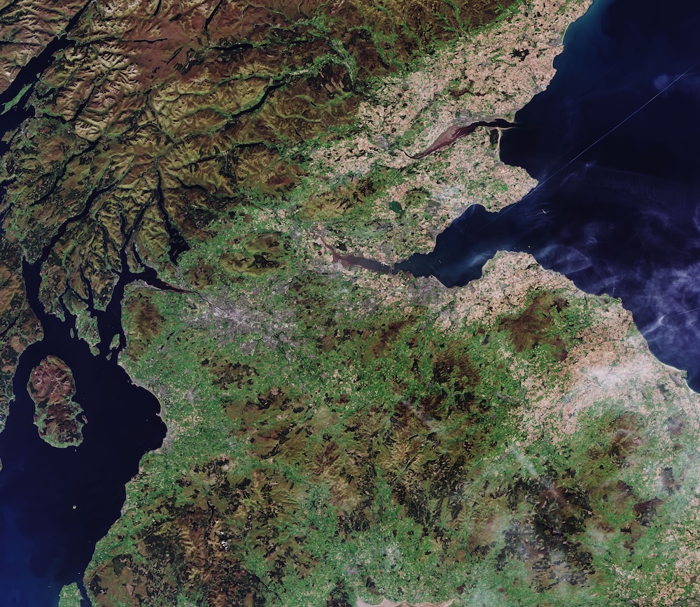 Satellite image of central Scotland